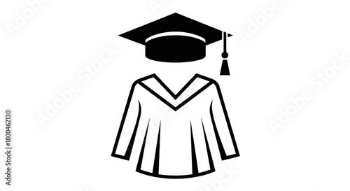 Graduation Gown and Cap Vector Illustration for Education and Achievement