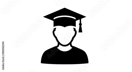 Vector illustration of an anonymous student wearing a graduation cap, symbolizing academic achievement, higher education, success, and the completion of studies