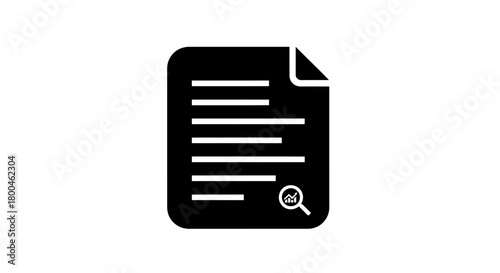 Document Search Icon Magnifying Glass Overlined on Page Represents Research and Finding Information