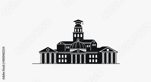 University Building Icon Illustration of a Collegiate Structure, Ideal for Academic Themes
