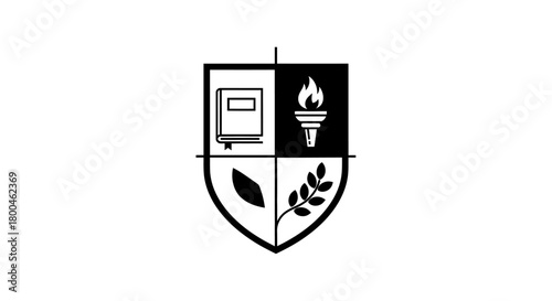 Symbol of Knowledge, Education, and Achievement Emblem of a University or Institution of Learning