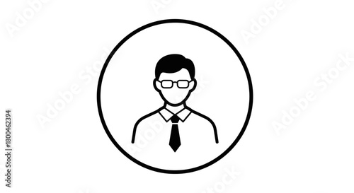 Simple Icon of a Person Wearing Glasses and a Tie, Representing Business or Professional