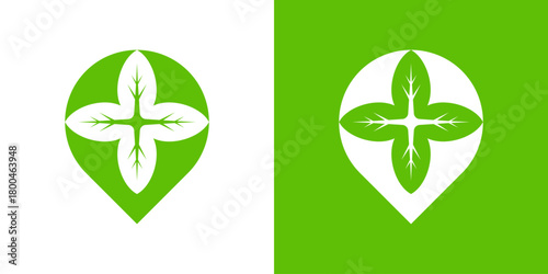 pin leaf logo, guide nature logo.
