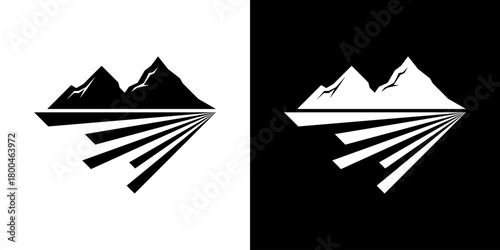 mountain way logo. vector design template of mountain road logo, cruising, adventure, icon symbol.