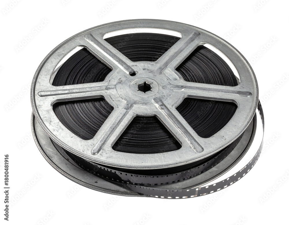Obraz premium Vintage film reel evoking nostalgia and classic cinema memories for filmmakers and movie enthusiasts