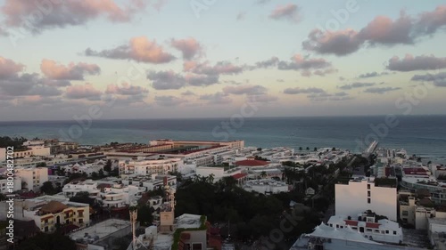 drone fly through from playa del carmen to the ocean