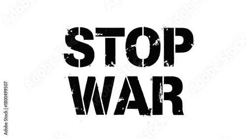 Vector illustration of stop war text graphic, protest against conflict and violence, peace message on a transparent background