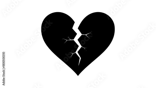 Vector illustration of black broken heart symbol isolated on transparent background 