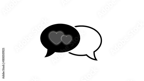 Vector illustration of speech bubble with two glowing hearts inside isolated on transparent background 