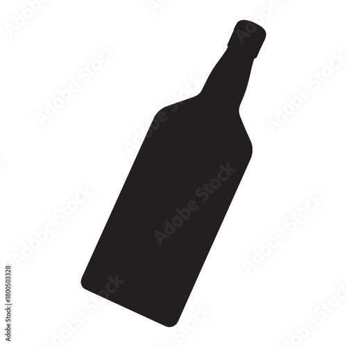 Silhouette of a tall glass bottle on a white background