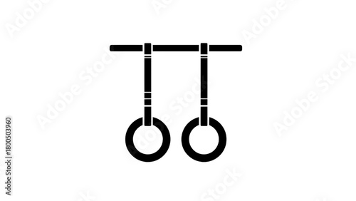 Vector illustration of gymnastic rings hanging from a bar, isolated on transparent background 