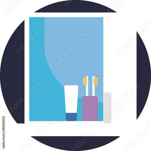 A wall-mounted bathroom mirror used for grooming and getting ready.