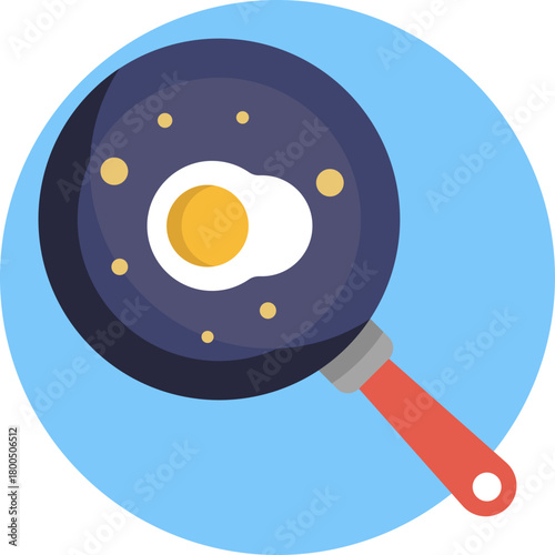 A pan with a fried egg, symbolizing a simple breakfast.