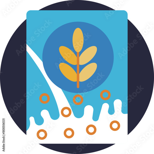 A bowl of cereal with a spoon, ready for breakfast.