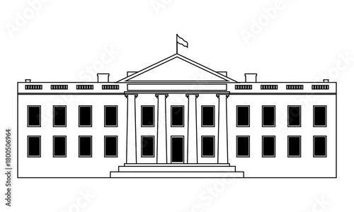 White House, The residence of the president of the United States of America line art vector icon. Suitable for apps and websites