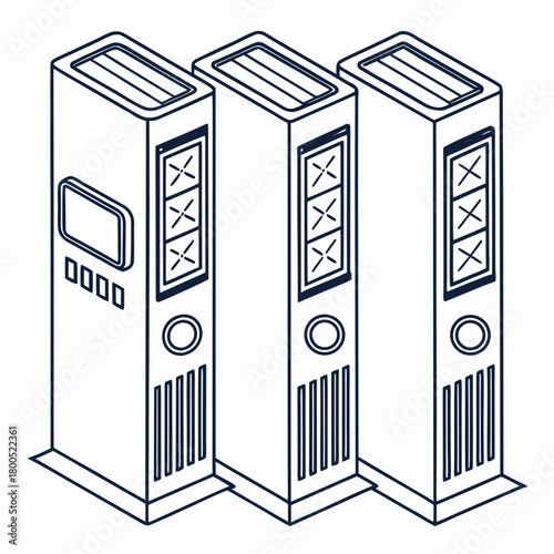 Outline of three air purifiers in modern design  