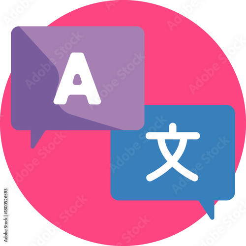 Two speech bubbles representing conversation and language practice.