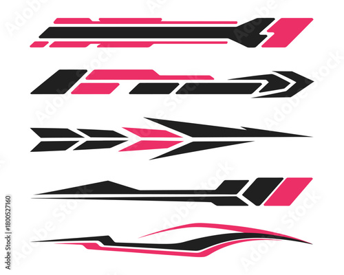 Side Car Body  Stripe Decal Set Featuring Matching Designs for Both Sides, Flat Automotive Graphics for Vehicle Wraps and Custom Styling