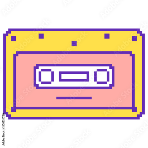 Retro cassette tape pixel art nostalgia music vibes eighties theme