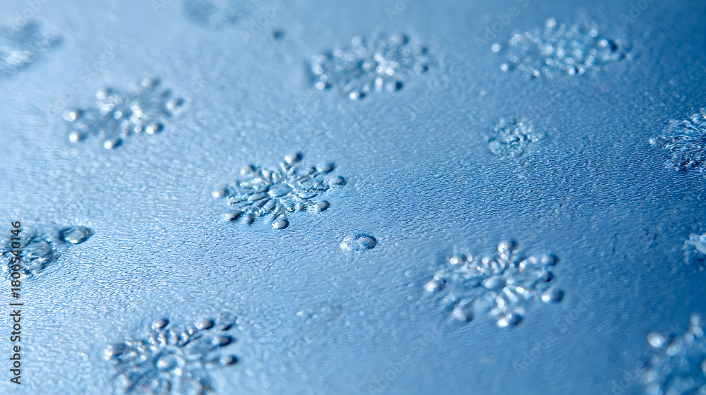 Obraz premium Snowflake Elegance: Capturing the intricate beauty of snowflakes dancing across a delicate surface, this close-up photograph encapsulates the serene magic of winter's embrace. 