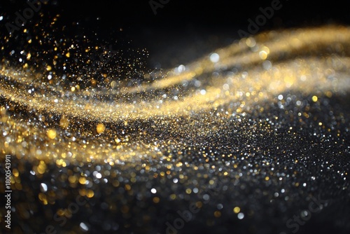 Smooth gold bokeh clusters on dark background, elegant festive abstract texture
