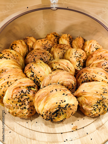 Shorgoghal, or shor gogal, a traditional Azerbaijani pastry in a round shape. It is mainly prepared for Nowruz in Azerbaijan