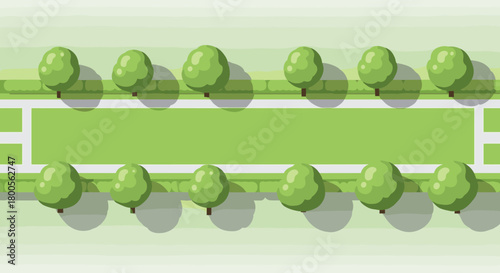 Lush green urban park with manicured trees and walking paths, ideal for city planning visuals or environmental projects with a peaceful, natural aesthetic