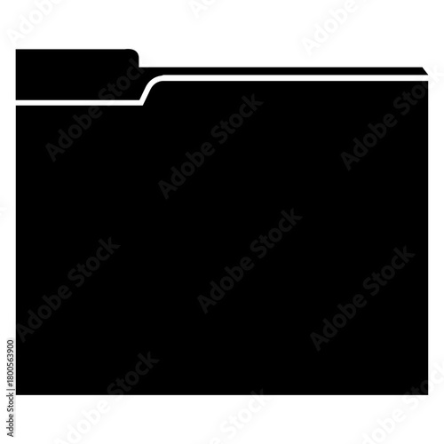 Simple Black Folder Silhouette Icon for Digital File Management Office Organization Data Storage Branding and Website Interface Graphic Design Projects Isolated on White Background