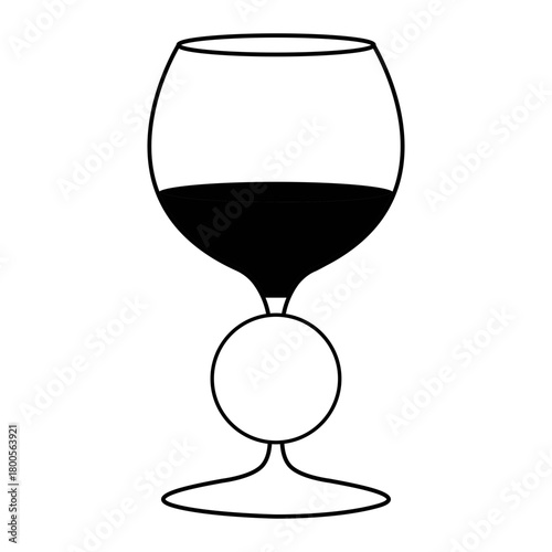 Minimalist Wine Glass Outline Icon for Restaurant Menus Wine Tasting Event Branding Bar Catering Services and Elegant Beverage Graphic Design Projects Isolated on White Background