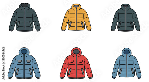 Colorful Winter Puffer Jackets Fashion, Apparel Design, and Cold Weather Clothing Projects