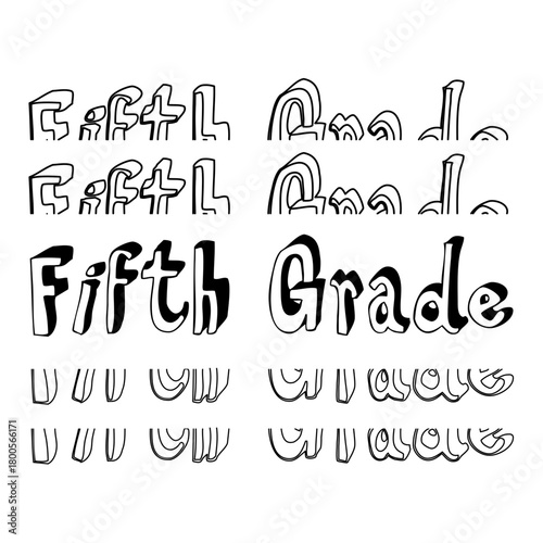 Fifth Grade Typography Outline Text Design for Elementary School Student Apparel