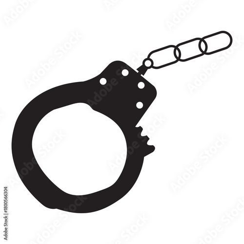 Black Handcuffs Silhouette Icon for Crime and Law Enforcement Concepts