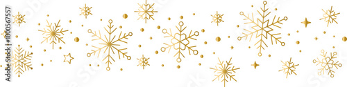 Golden Snowflakes and Stars A Festive Winter Holiday Season Design for Christmas and New Year Celebrations