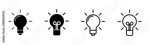 Lamp icon set. Light bulb icon vector. idea symbol.