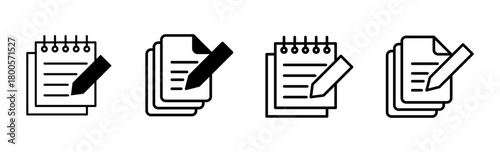 Note icon set. notepad icon vector. edit file. write icon