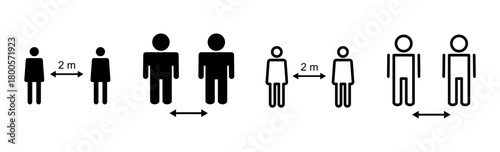 Social distance icon set. social distancing icon. self quarantine sign