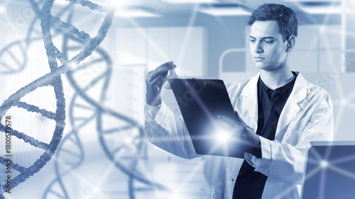 Genetics researcher examine...