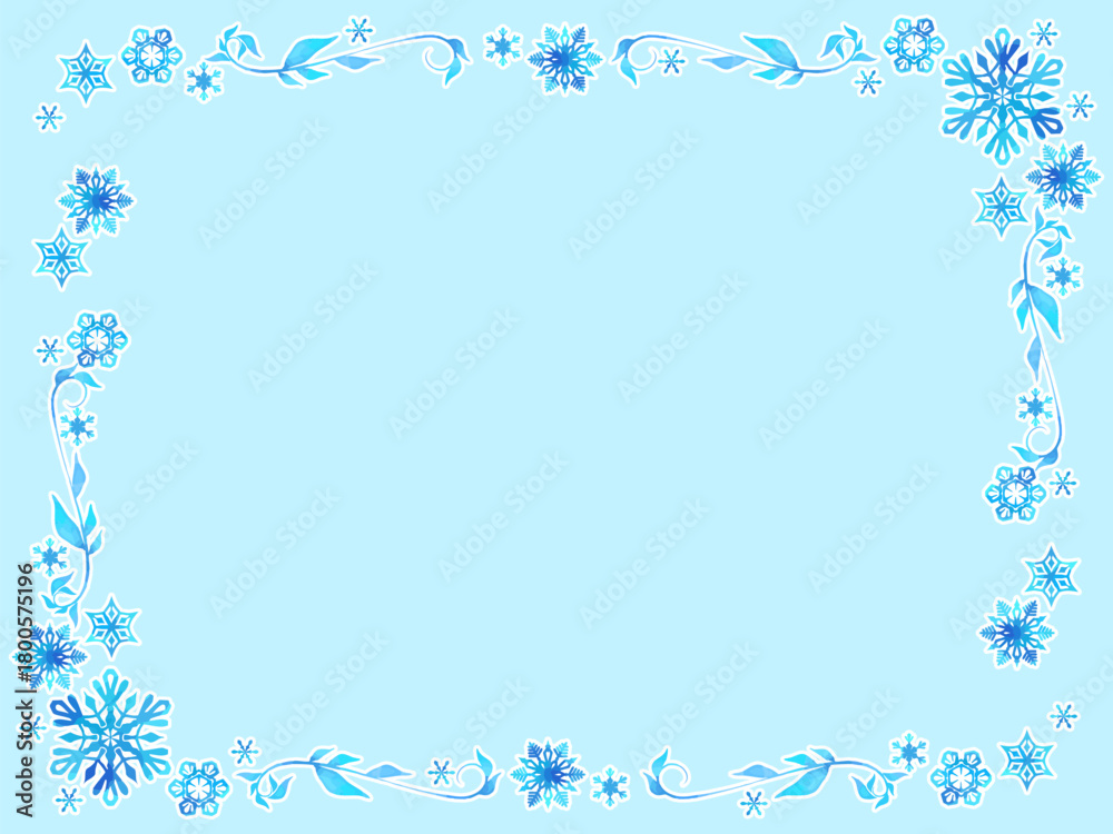 Fototapeta premium シンプルで美しい雪もようのフレーム型テンプレート
