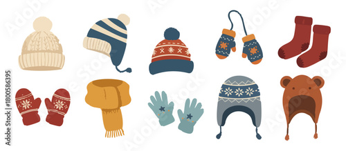 Cozy Winter Clothing Icon Set