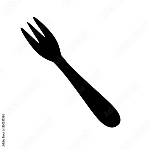 Flat vector illustration of a stainless steel fork, simple and clean design perfect for kitchen, food, dining, and restaurant graphics