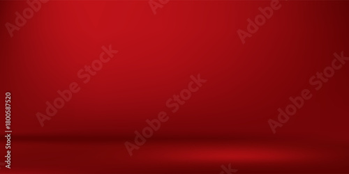 Abstract red gradient background, light and shadow on the backdrop with dimensions, hot tone wall with intense color, horizontal wallpaper.