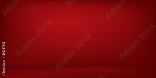 Abstract red gradient background, light and shadow on the backdrop with dimensions, hot tone wall with intense color, horizontal wallpaper.