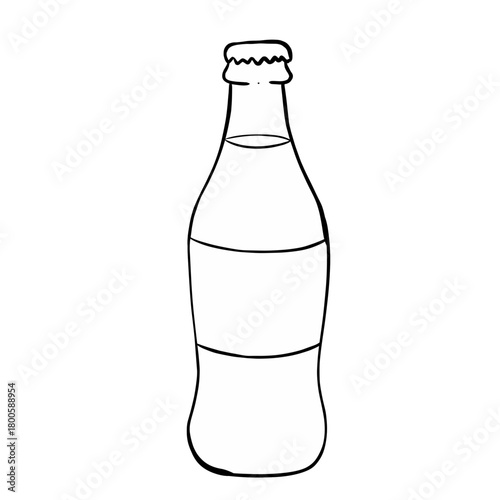 Line art bottle isolated on white