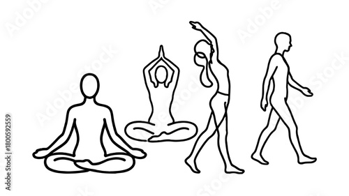 A series of illustration which focus on exercise activities.