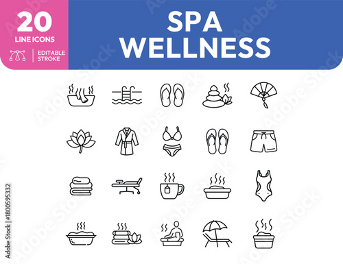 Spa and Wellness Line Icons Relaxation Beauty and SelfCare Elements