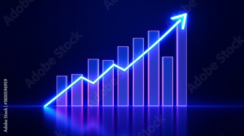 Free Download Neon Graph Showing Upward Growth Business Success Concept - GFXLoad