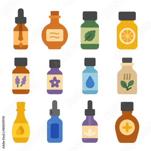 Aromatherapy Collection: An array of vibrant bottles, each holding the essence of nature's therapeutic touch, promising a journey of sensory delight and holistic well-being.