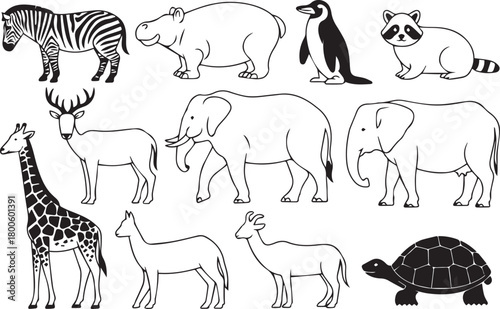 Collection of various animals isolated on