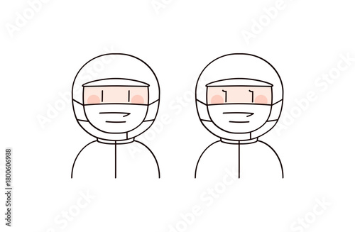 食品工場や給食職員イメージの男女2人