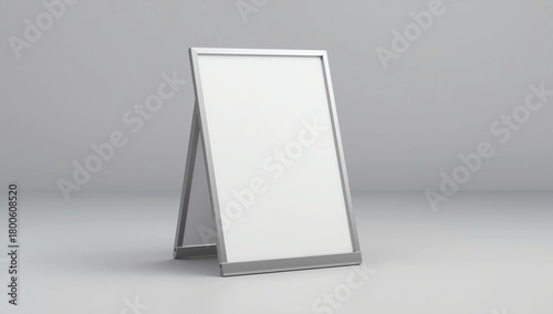 Blank full handle metallic outdoor advertising stand isolated, Clear street signage board mock up. Round Corner A-board with metal frame template